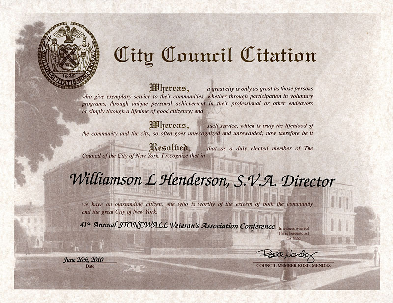 Williamson Henderson NYC Council