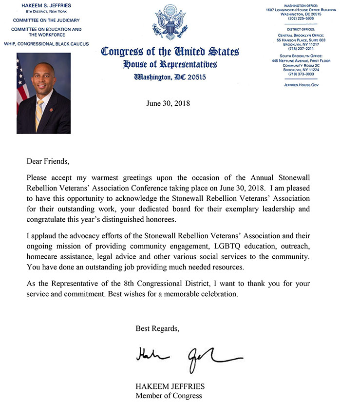 Congressman Hakeem's 2018 Letter of Appreciation to the S.V.A.