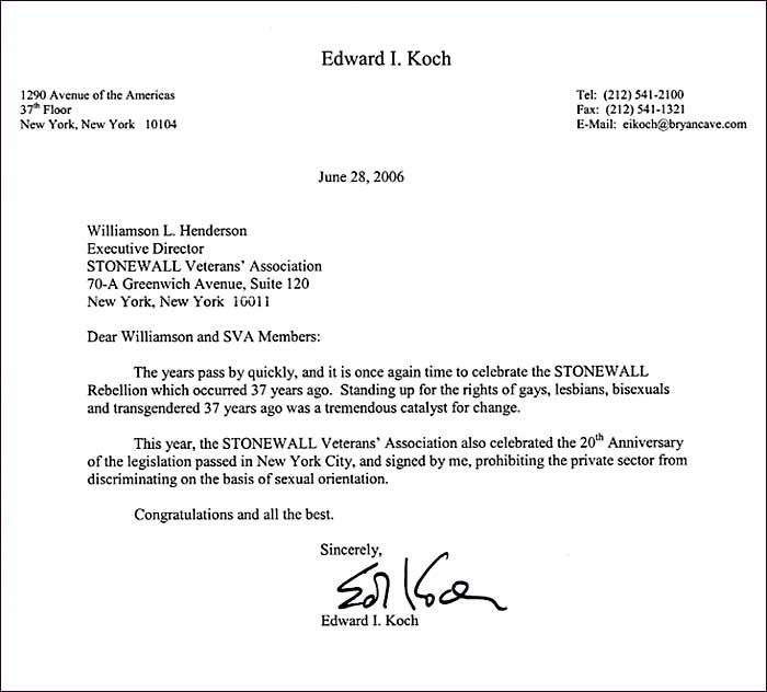  Ed Koch letter (2006)