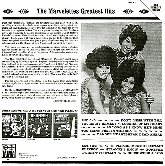 Marvelettes Greatest Hits back cover