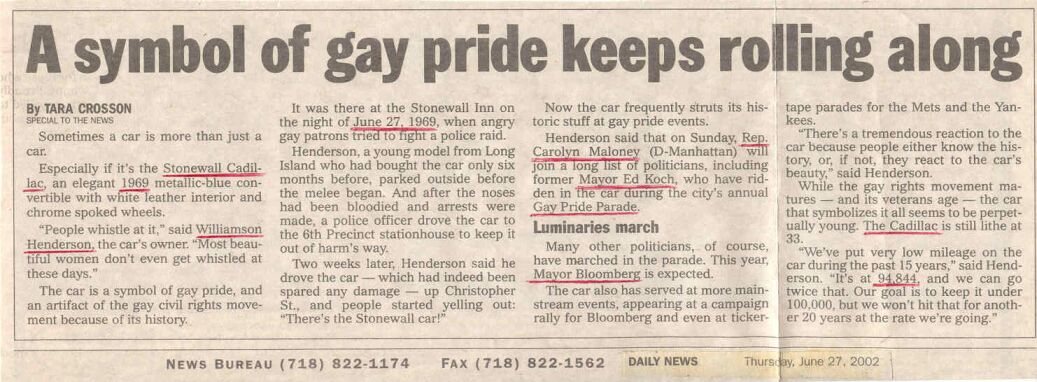 US Senator Daniel Moynihan declared the SW-Car A rolling symbol of Gay Pride